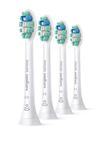 Philips Sonicare C2 Optimal Plaque Defence standard brush heads, White 4 pack HX9024/67 - Get a Cut NZ