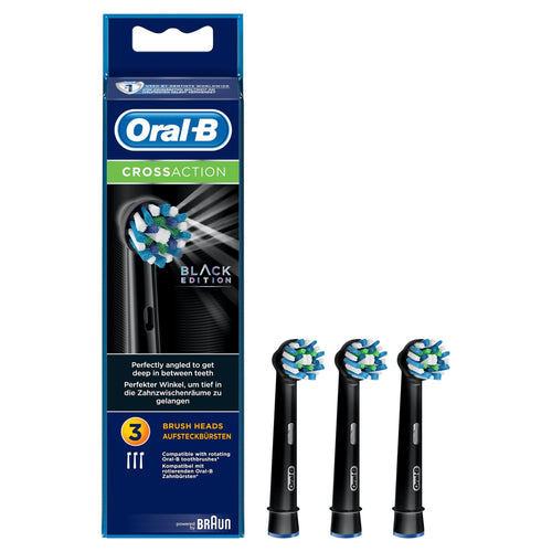 Braun Oral-B CrossAction Midnight Black Replacement Brush Heads 3-Pack EB50BK-3 - Get a Cut NZ