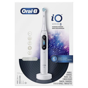 Braun Oral-B iO Series 8 Electric Toothbrush, White Alabaster IOS8W - Get a Cut NZ